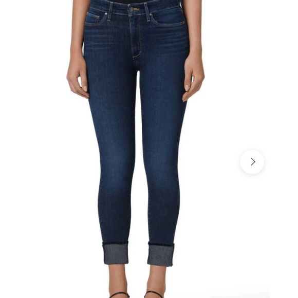 Joe's Jeans High Rise Cuff Crop Jeans Dark Medium Wash Size 32 - Picture 1 of 14